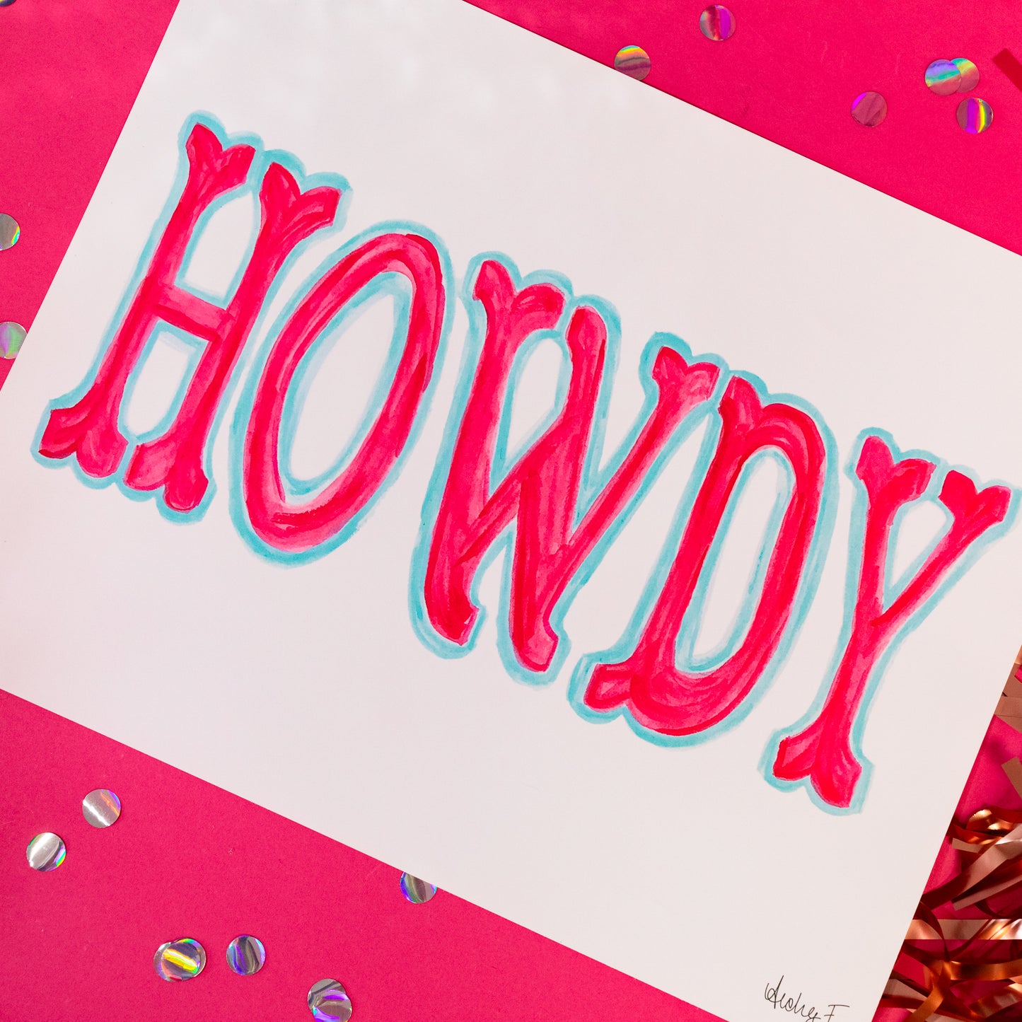 Neon Howdy Art Print