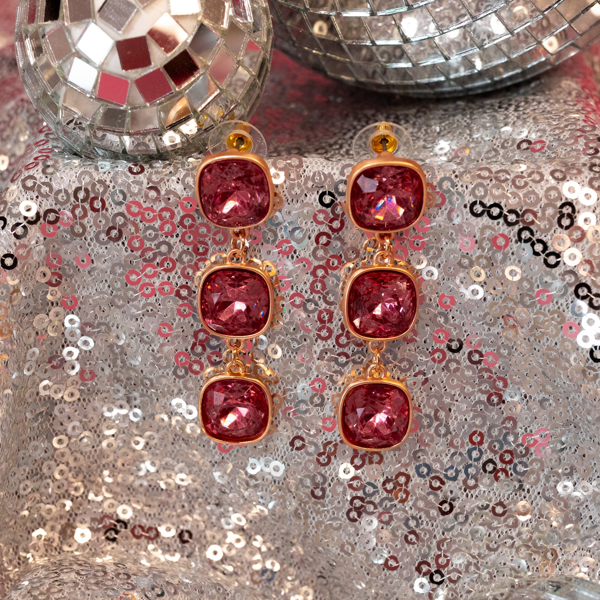 pink jewel earrings