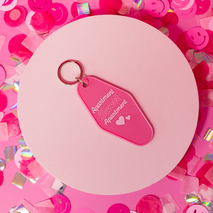 pink and white hearts apartment keychain