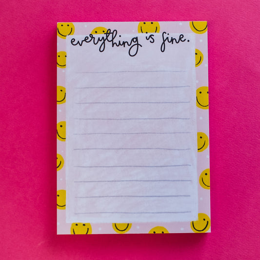 Everything is Fine Smiley Notepad - Gasp