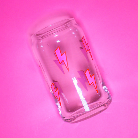 Pink Lightning Bolt Beer Can Glass - Gasp