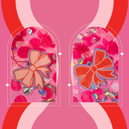 pink and red bow air freshener