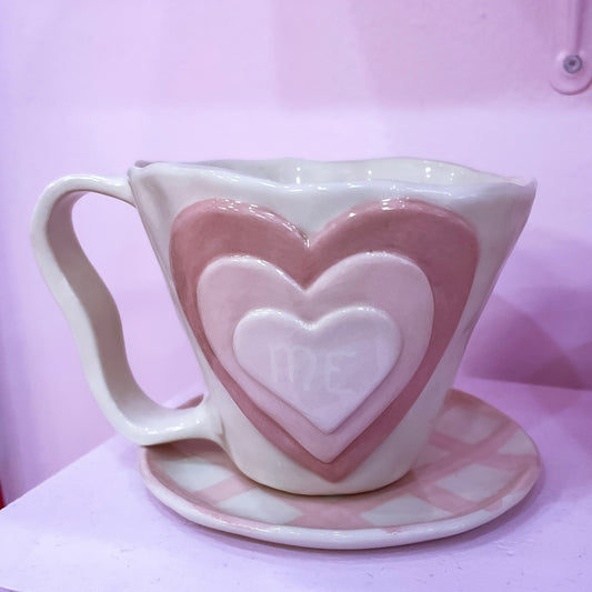 Retro Heart Handmade Ceramic Mug - Gasp