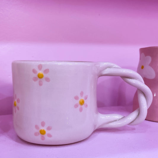 Daisy Handmade Ceramic Mug with Braided Handle - Gasp