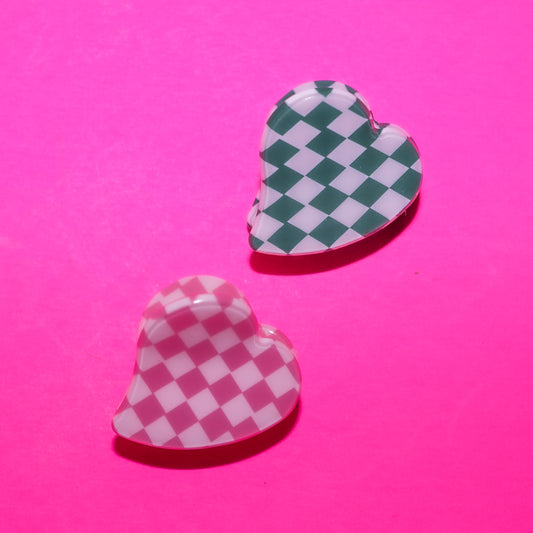Checkered Heart Hair Clip - Gasp