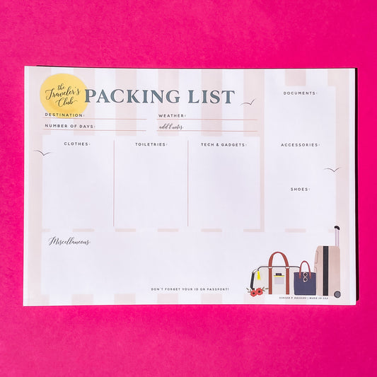 Traveler's Packing List Notepad - Gasp