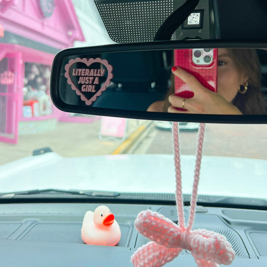 Literally Just A Girl Heart Car Mirror Decal