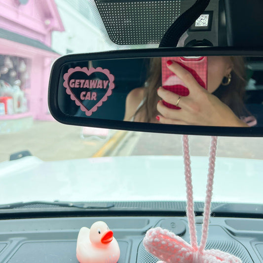 Getaway Car Heart Car Mirror Decal