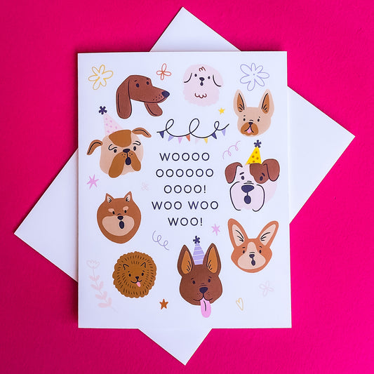 Woo! Dogs Birthday Card - Gasp