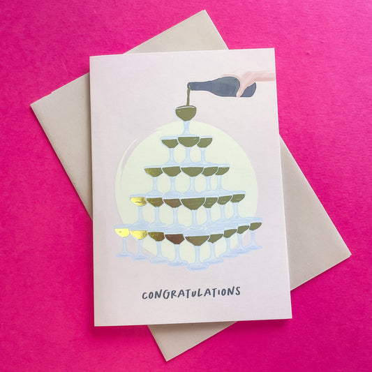 Congratulations Champagne Tower Greeting Card - Gasp