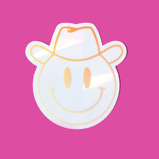 Cowboy Hat Smiley Face Suncatcher Sticker - Gasp