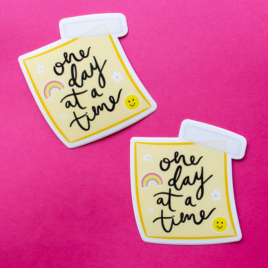One Day At A Time Sticky Note Vinyl Sticker - Gasp