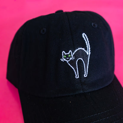 Black Cat Halloween Embroidered Baseball Cap - Gasp