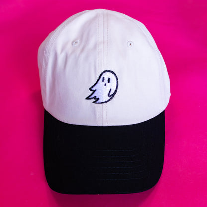 Tiny Ghost Embroidered Halloween Baseball Cap - Gasp