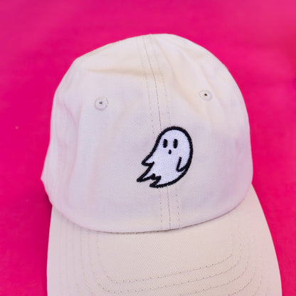 Tiny Ghost Embroidered Halloween Baseball Cap - Gasp