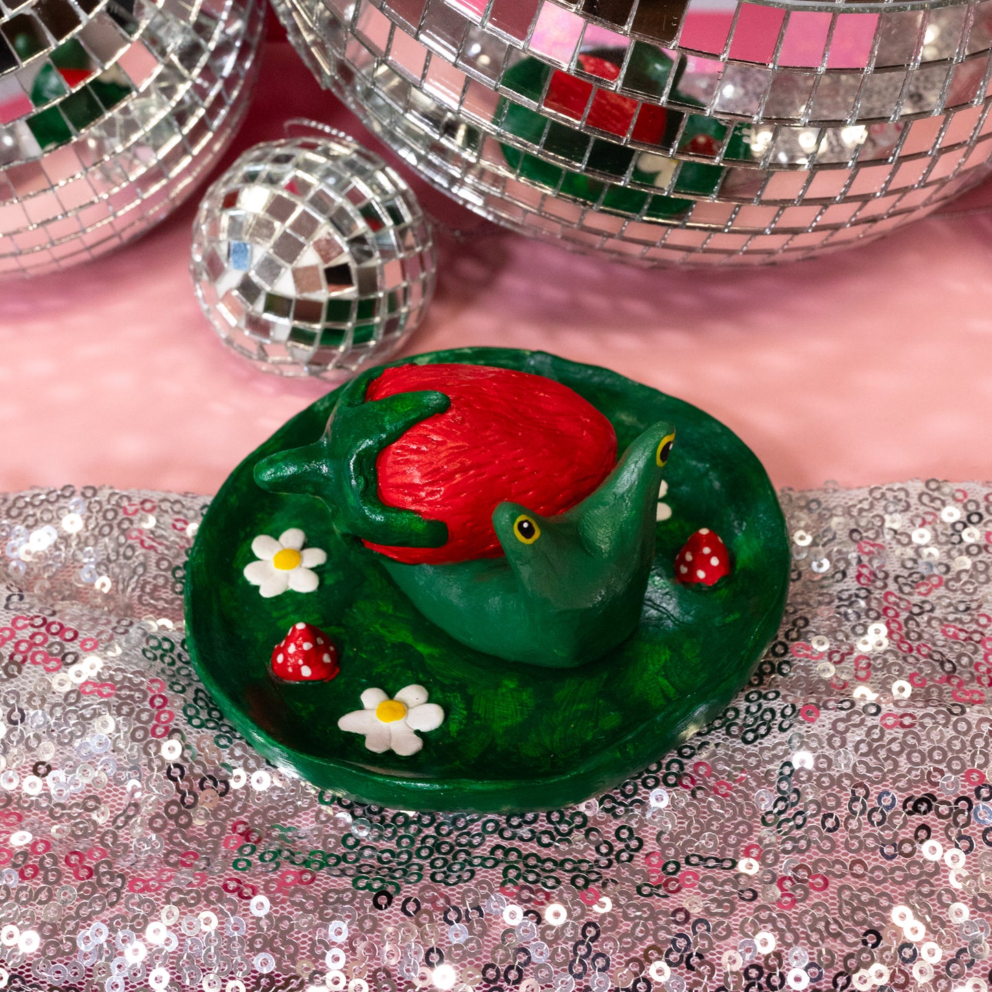 Handmade Strawberry Snail Jewelry Dish - Gasp