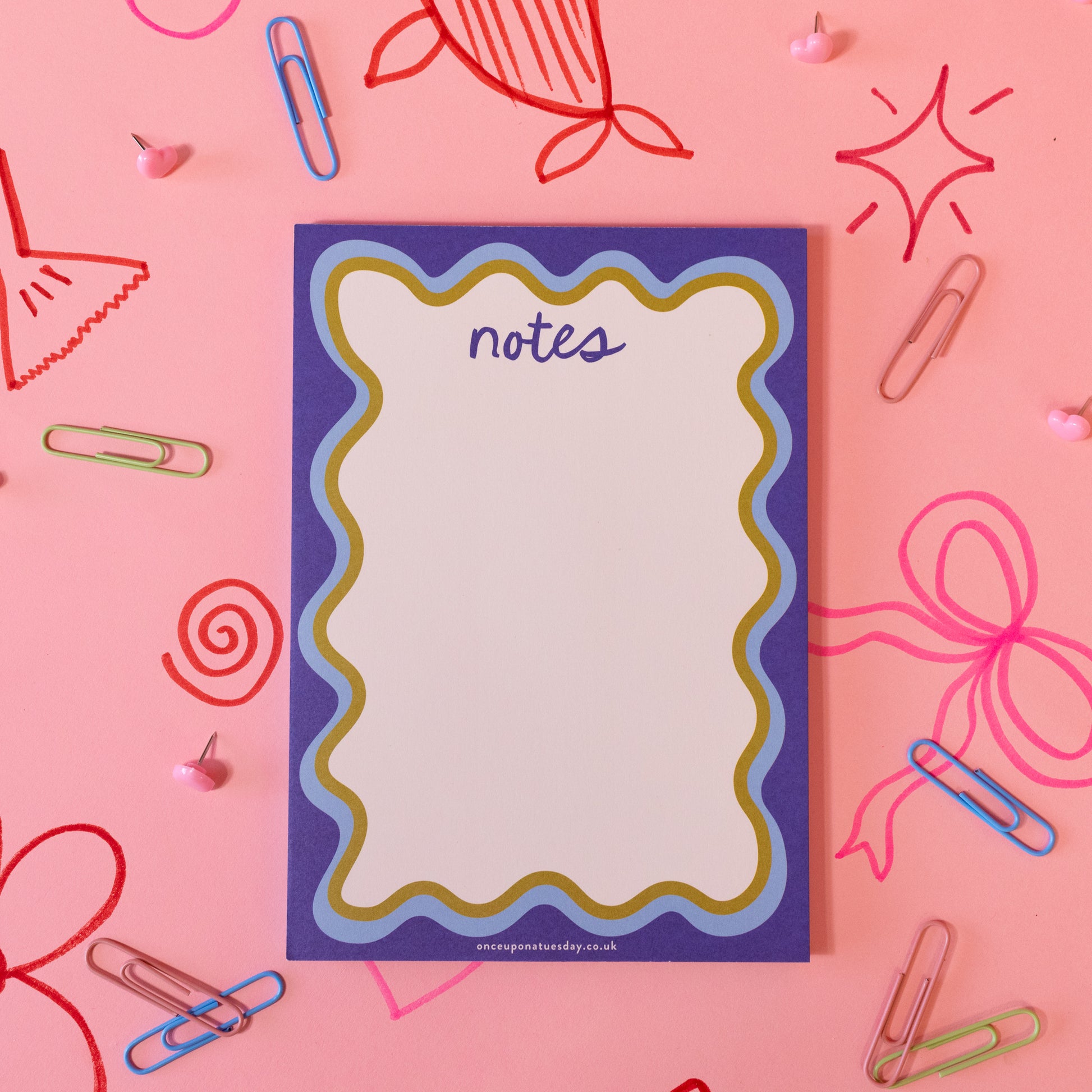 blue and green wavy notepad