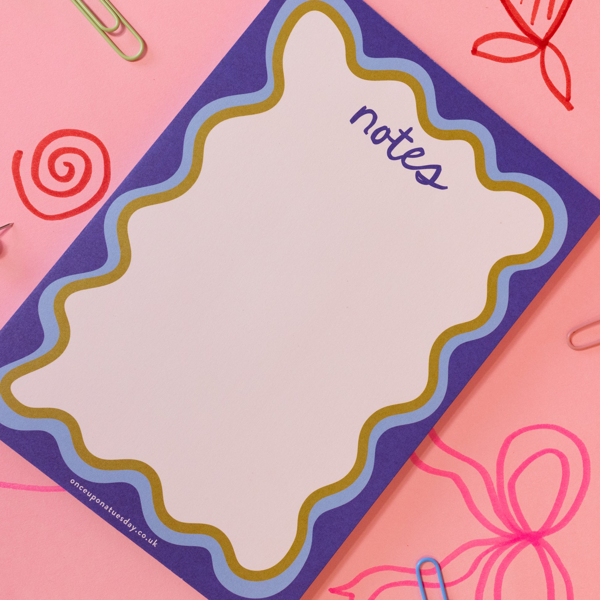 blue wavy notepad