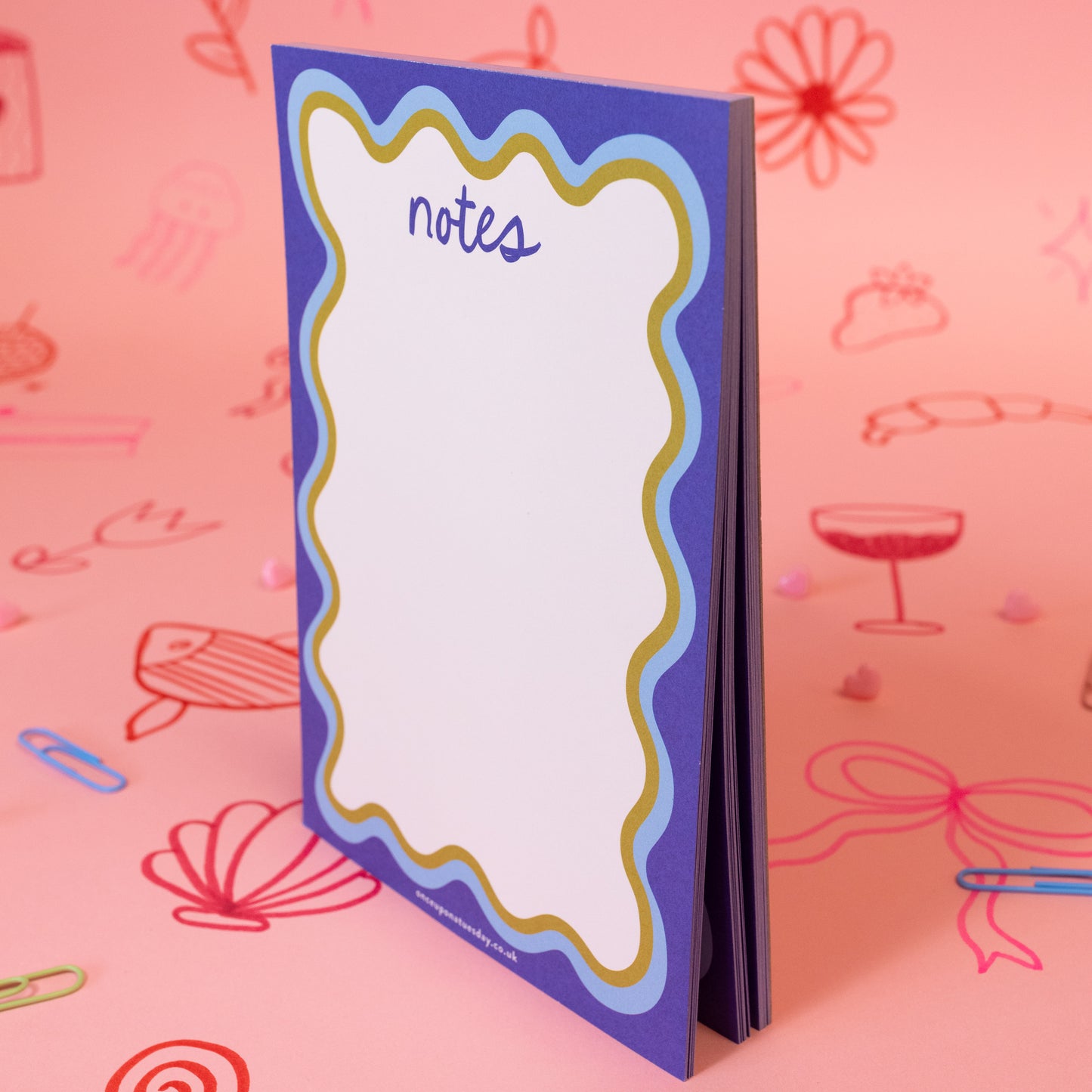 white blue and green wavy notes notepad