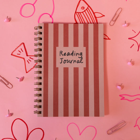 pink and red reading journal