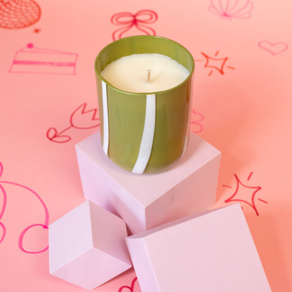 green and white candle