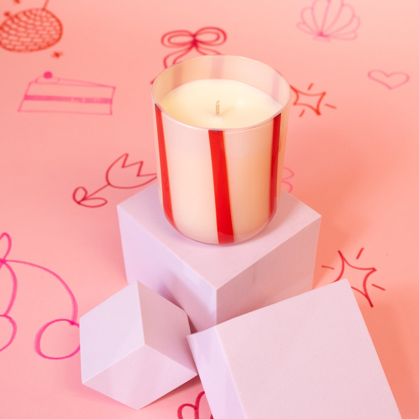 red and white striped candle