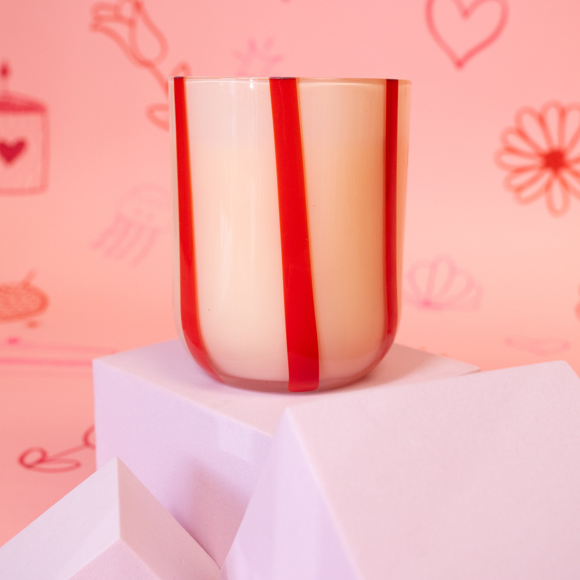 red striped white candle