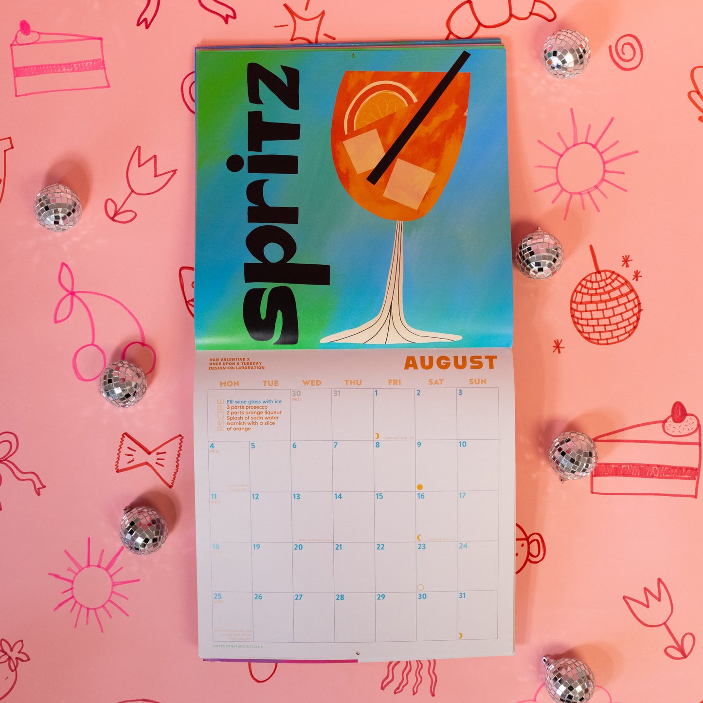 blue calendar with orange spritz