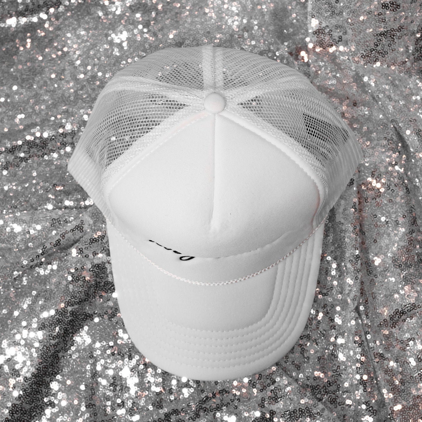 white mesh hat
