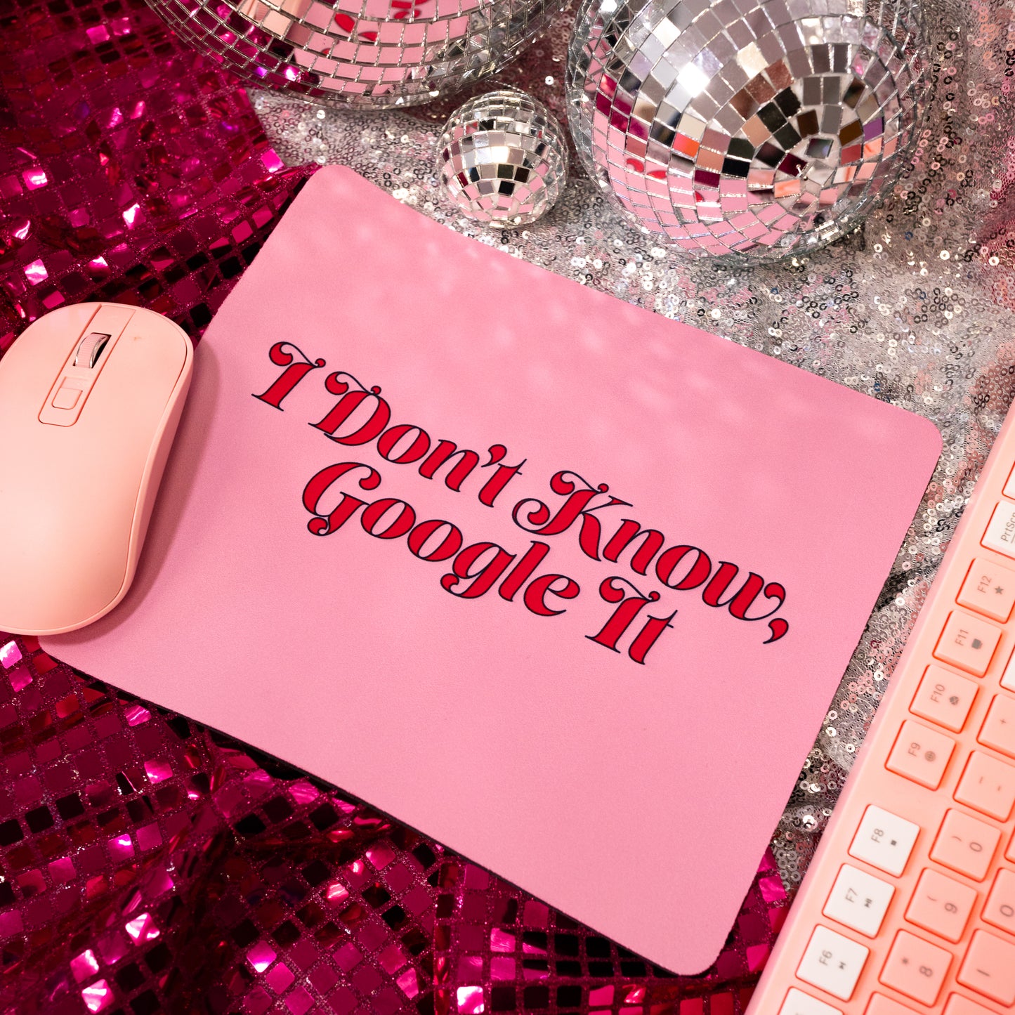 pink and red mouse pad