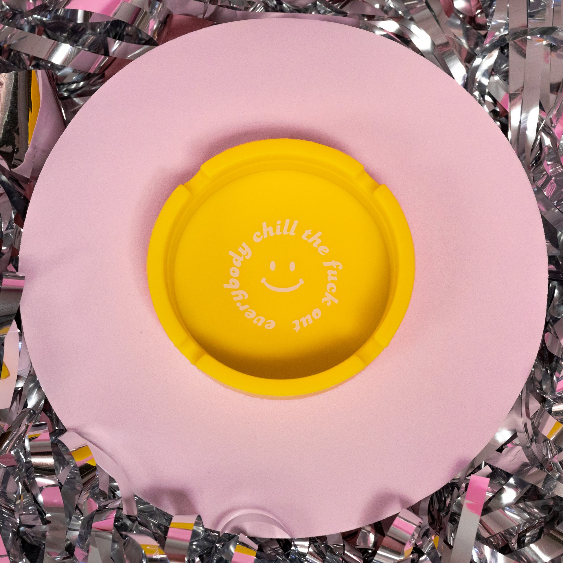 yellow smiley face ashtray