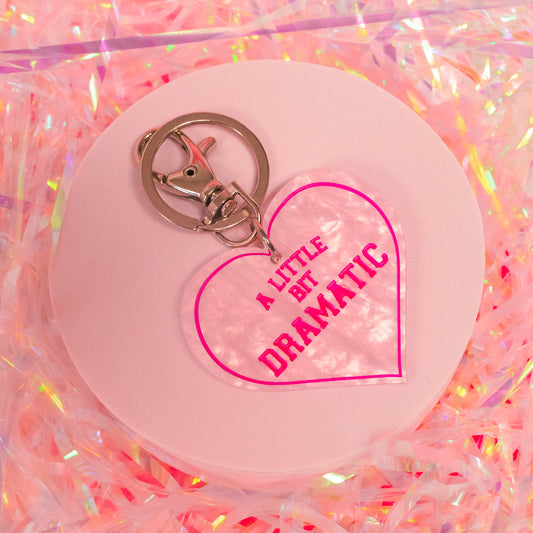 pink marble heart keychain 