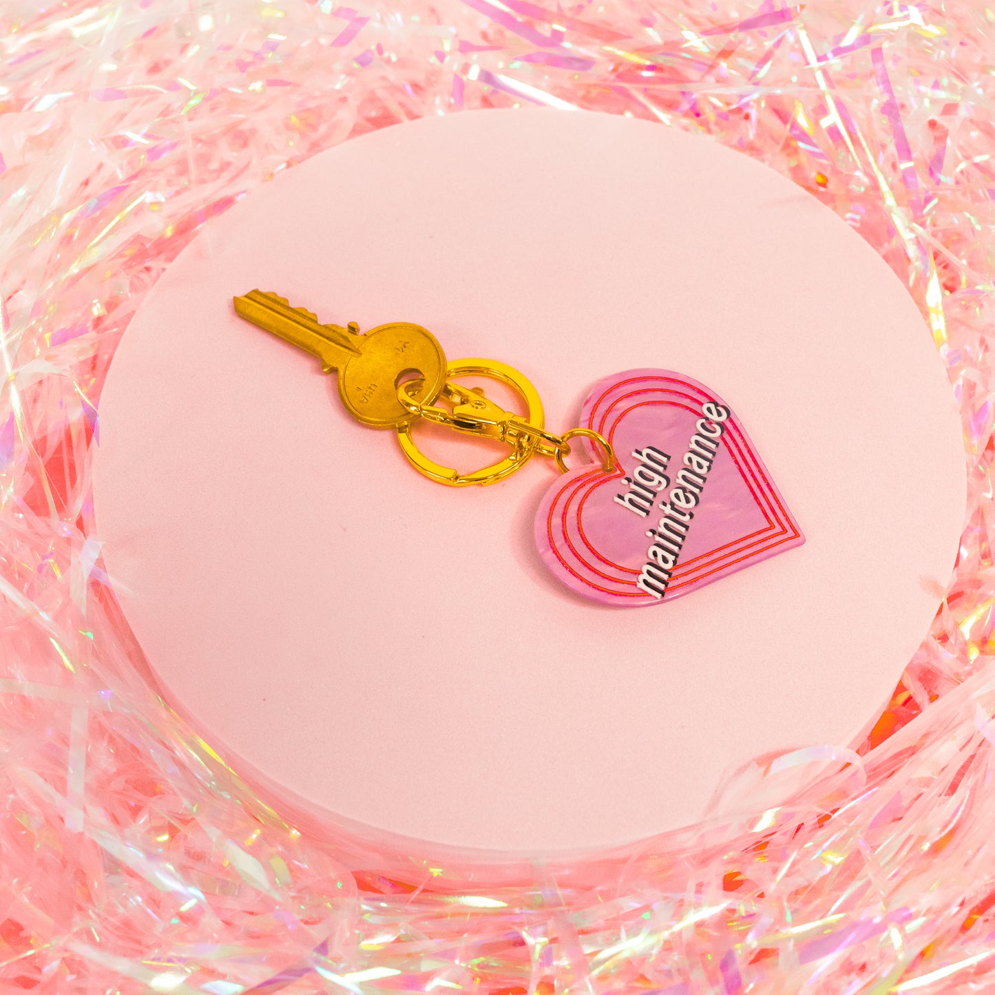 pink marble heart keychain