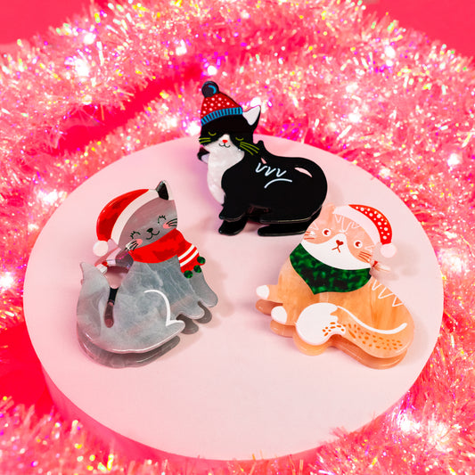 colorful holiday cats claw clip