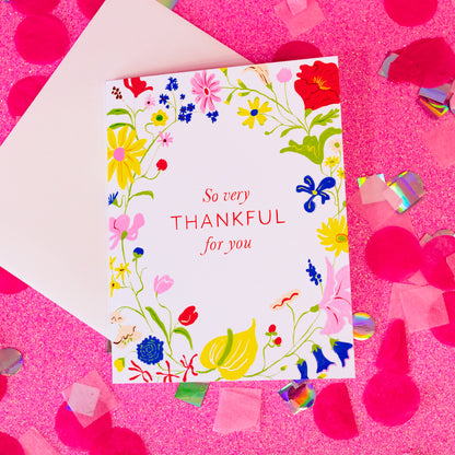 colorful floral thank you card