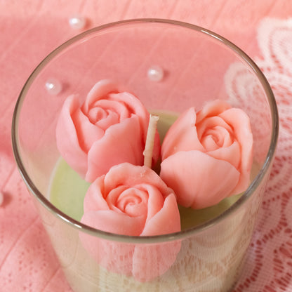 pink and green tulip candle