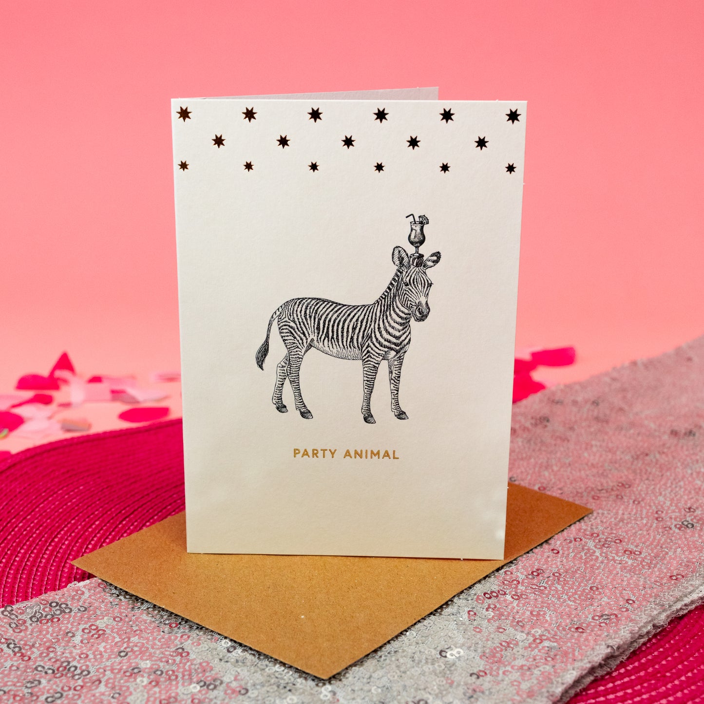 zebra on white greeting card