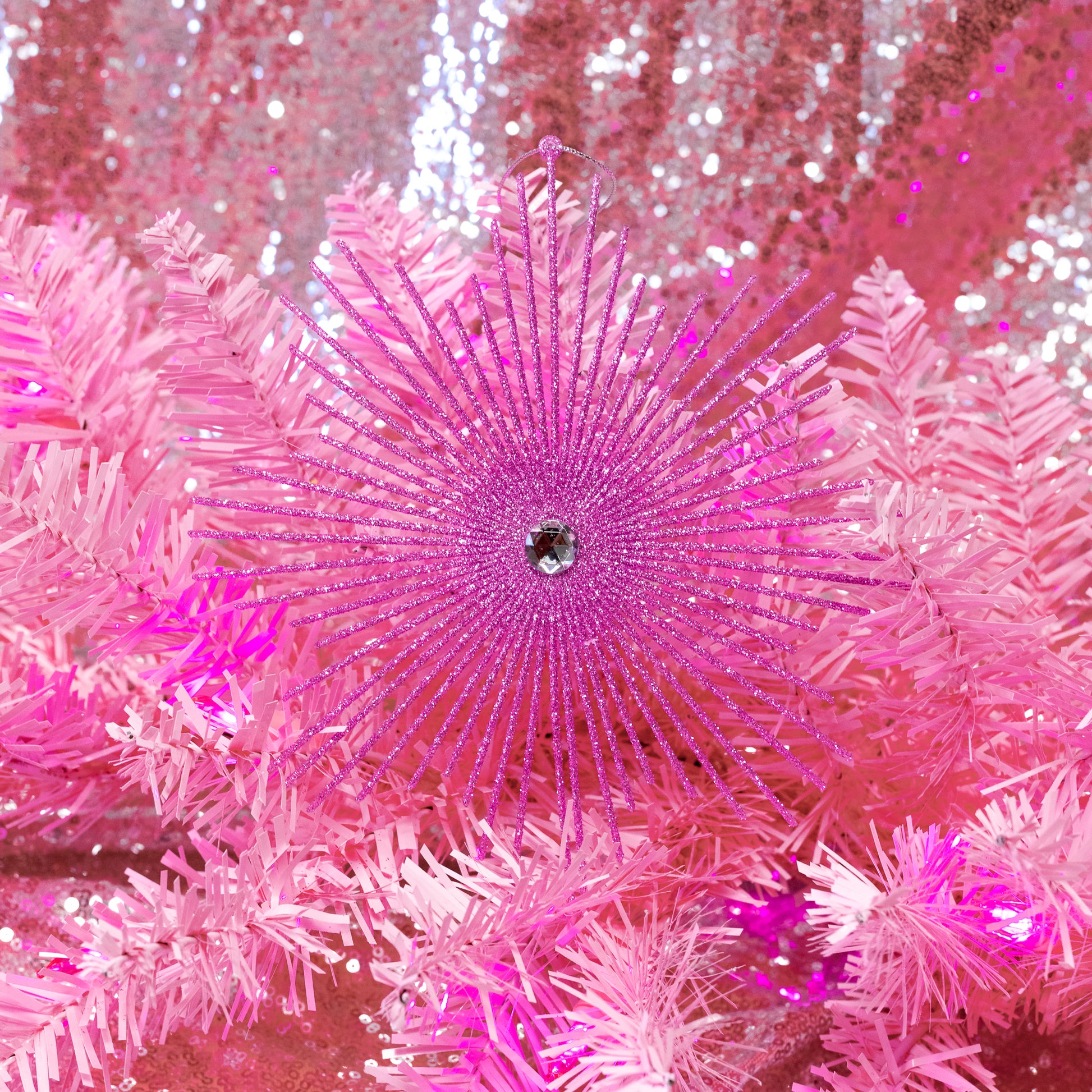 Large Pink Glitter Snowflake Ornament - Gasp