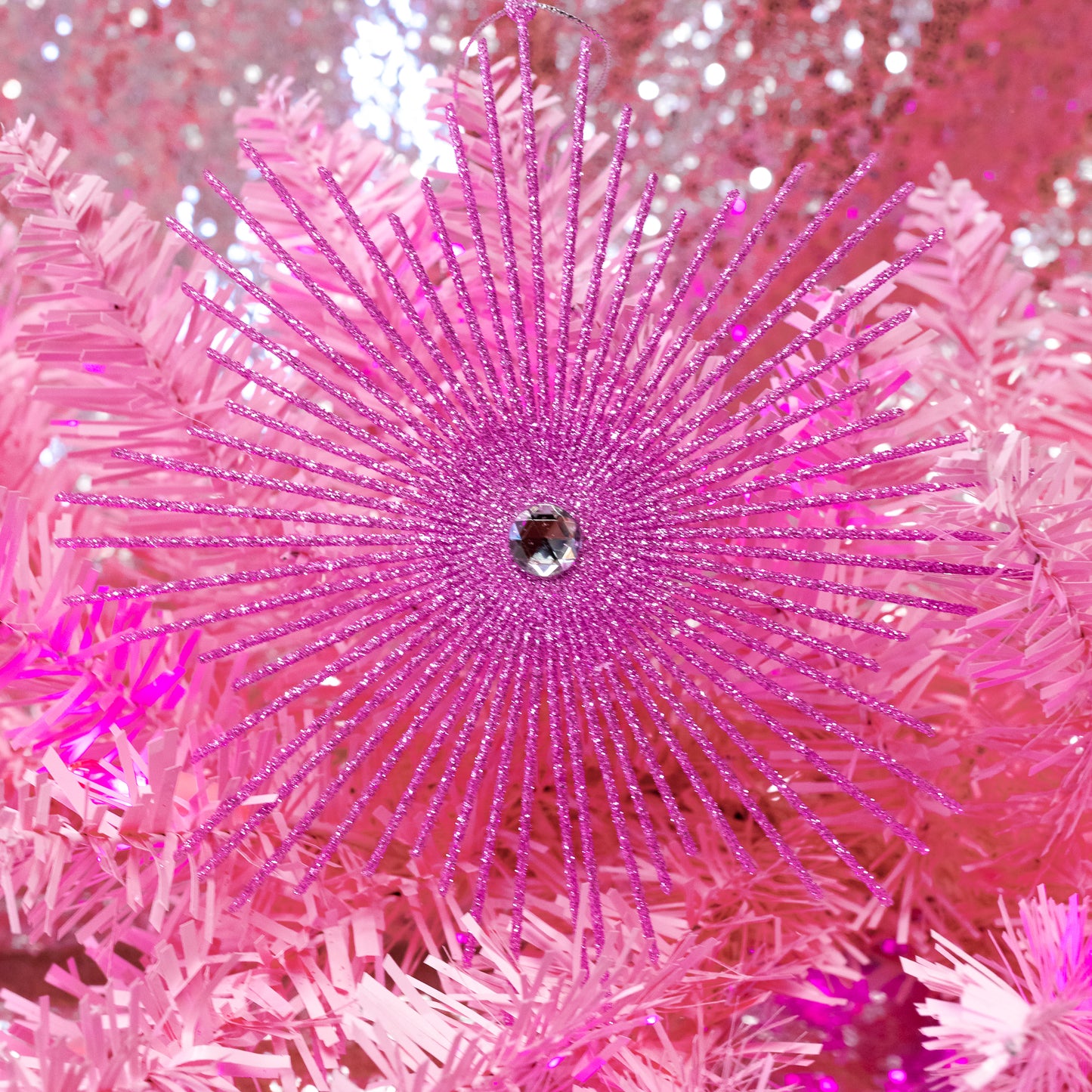 Large Pink Glitter Snowflake Ornament - Gasp