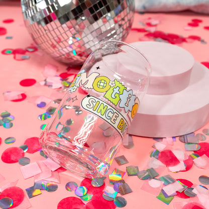 disco ball confetti beer can glass pink
