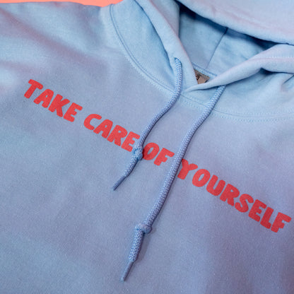 take care of yourself pink writing