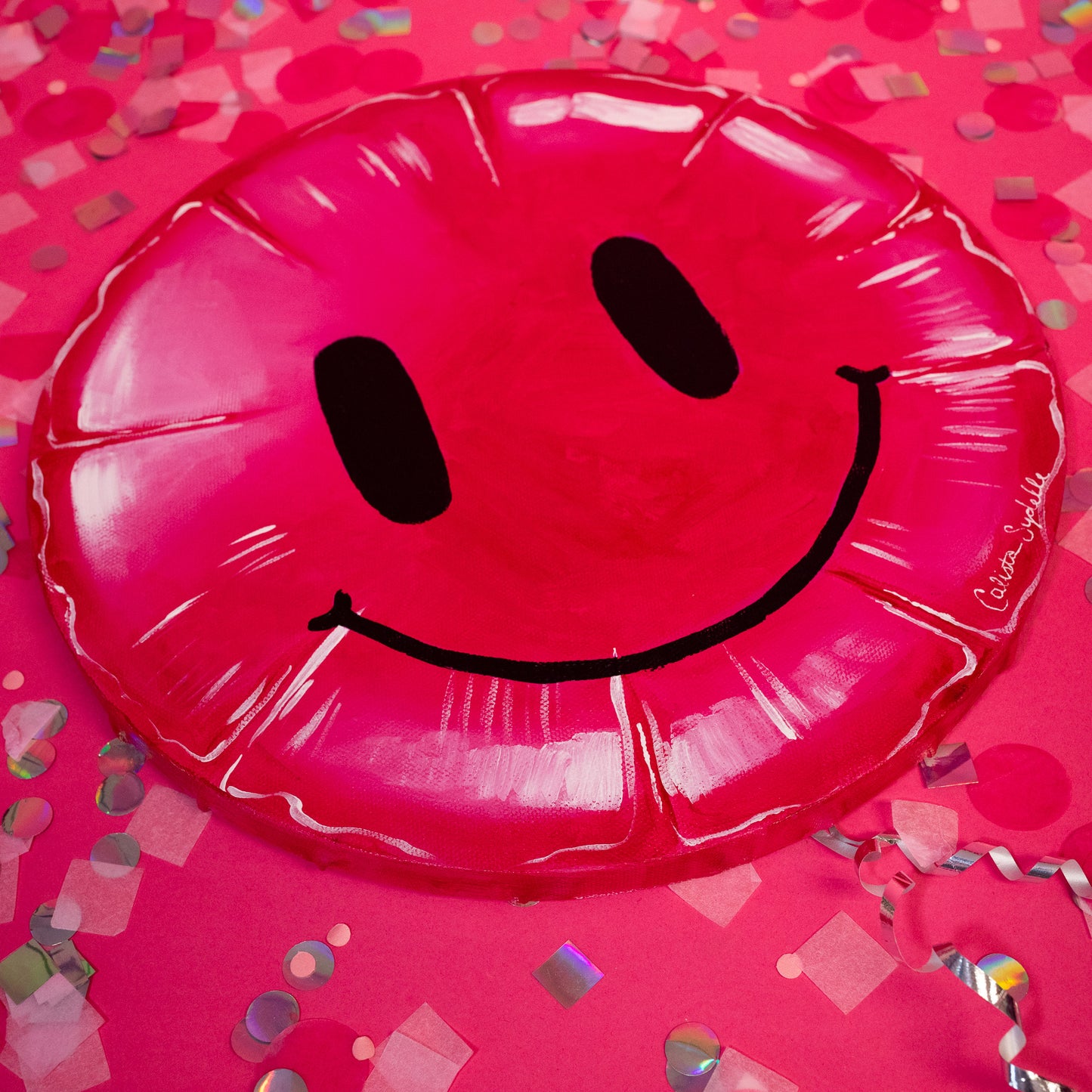 Painted Balloon Smiley Face Art