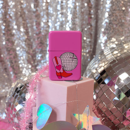 disco ball and cowboy boot lighter