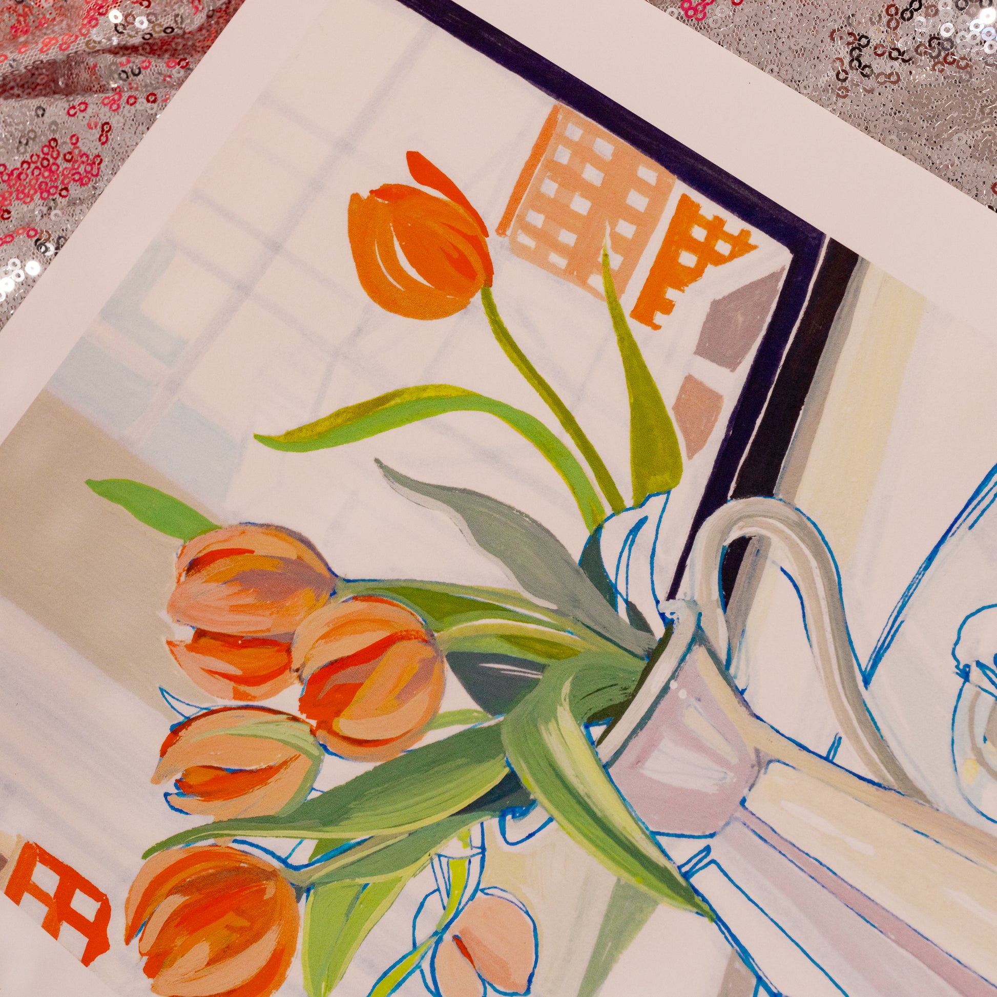 orange tulips art print