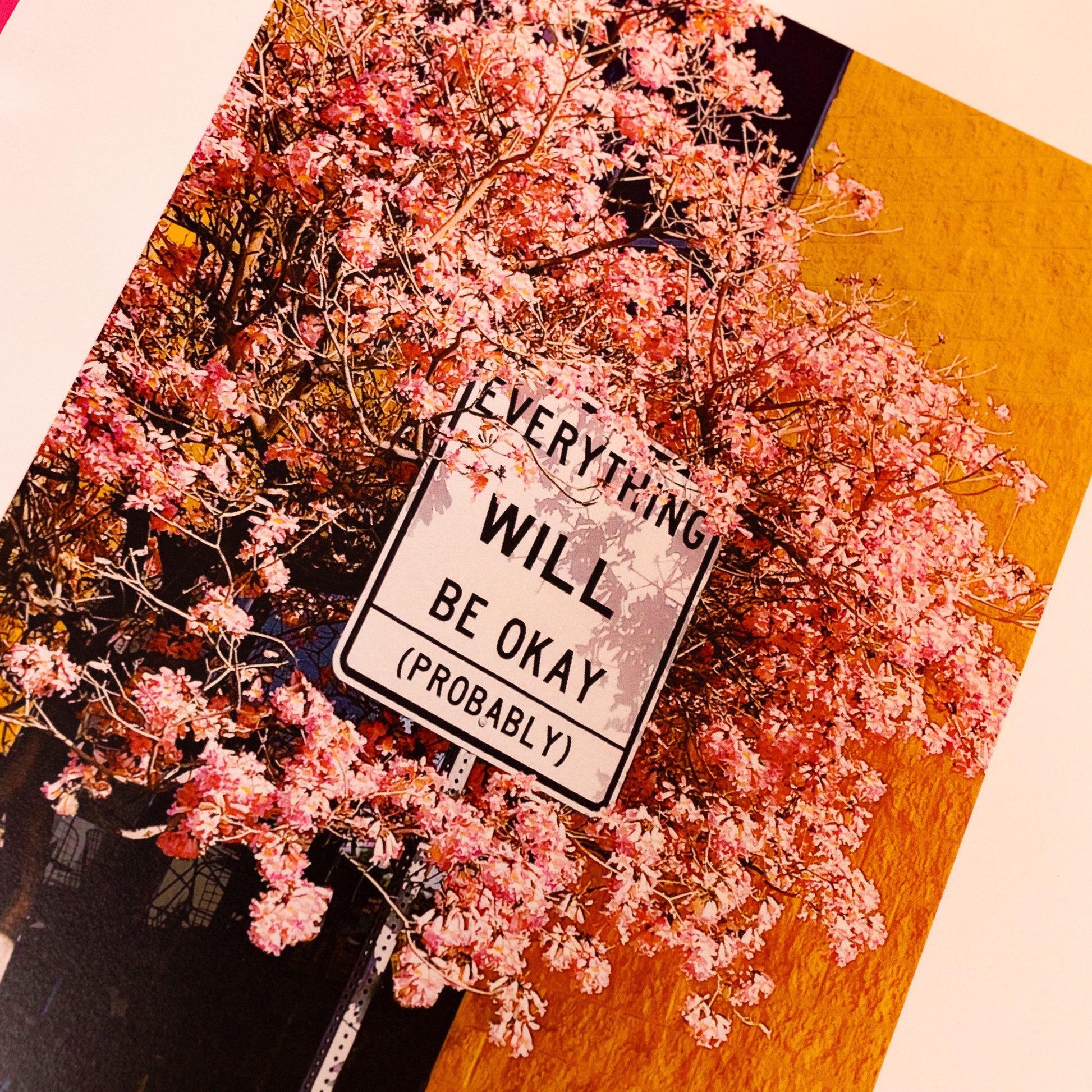print flowers with white street sign print