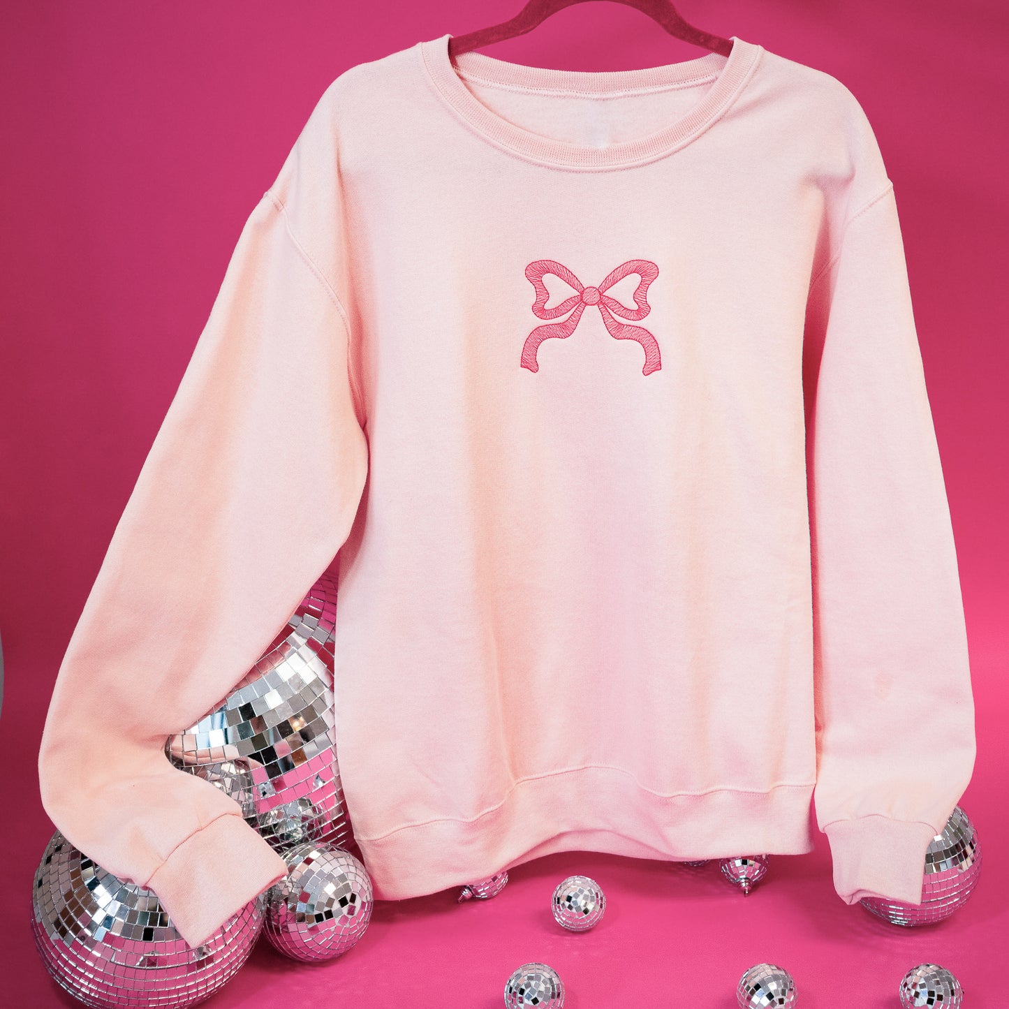 Coquette Bow Embroidered Crewneck Sweatshirt