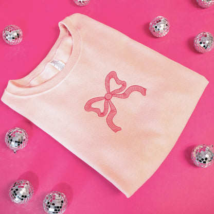 Coquette Bow Embroidered Crewneck Sweatshirt