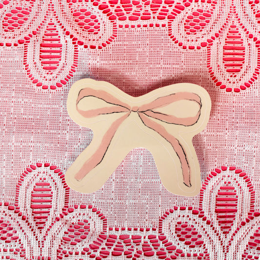 pink and beige bow