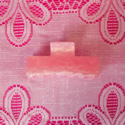 pink pearlescent rectangular claw clip