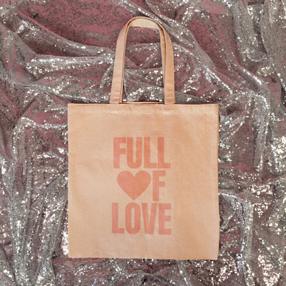 beige tote with heart